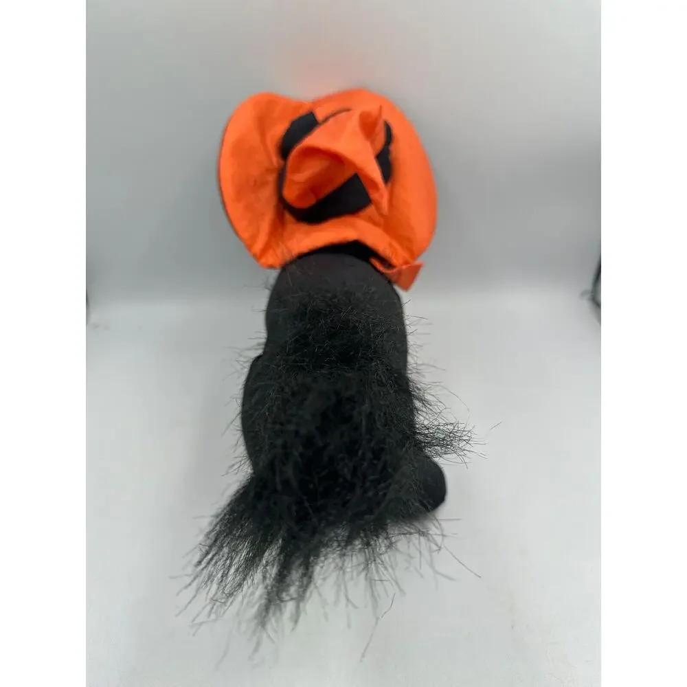 Vtg Halloween Black Cat Puffy Nylon Stuffed Plush 1993 International Silver READ